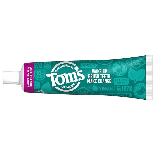 Tom's of Maine Fluoride-Free Antiplaque & Whitening Toothpaste, Peppermint, 5.5 oz, 2-Pack U812