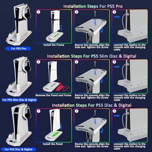 PS5 Stand and Cooling Station with LED Controller Charger for PlayStation 5 X4200