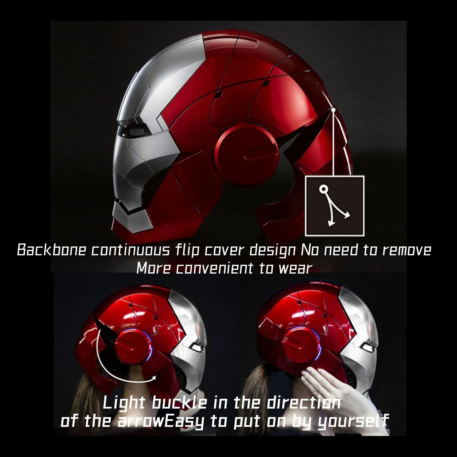 Farontor Iron Man Mark 5 Helmet Wearable Mask with LED Eyes Z7935