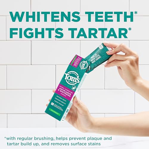 Tom's of Maine Fluoride-Free Antiplaque & Whitening Toothpaste, Peppermint, 5.5 oz, 2-Pack U812