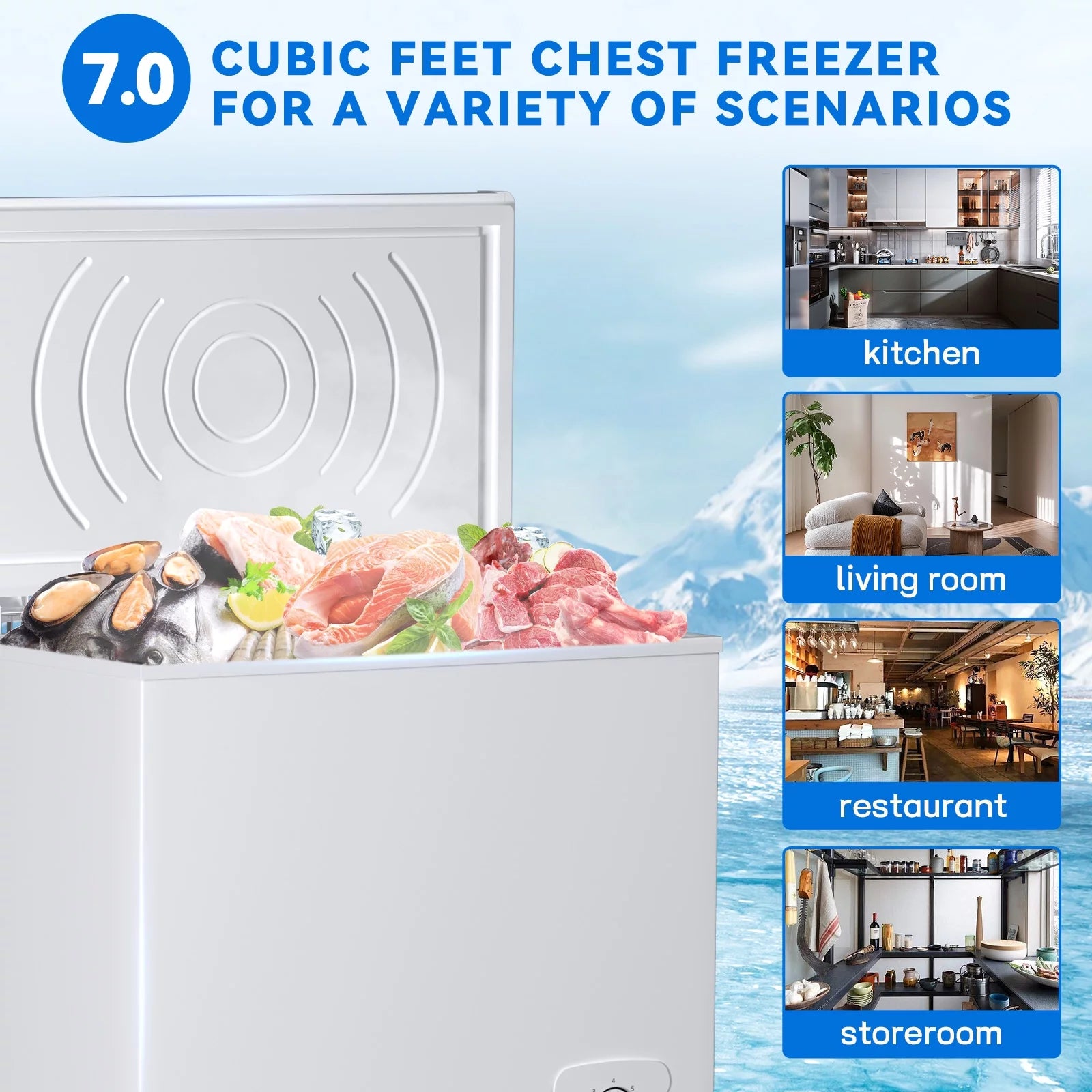 7 Cu. Ft. Chest Freezer with Removable Basket and Adjustable Thermostat C279