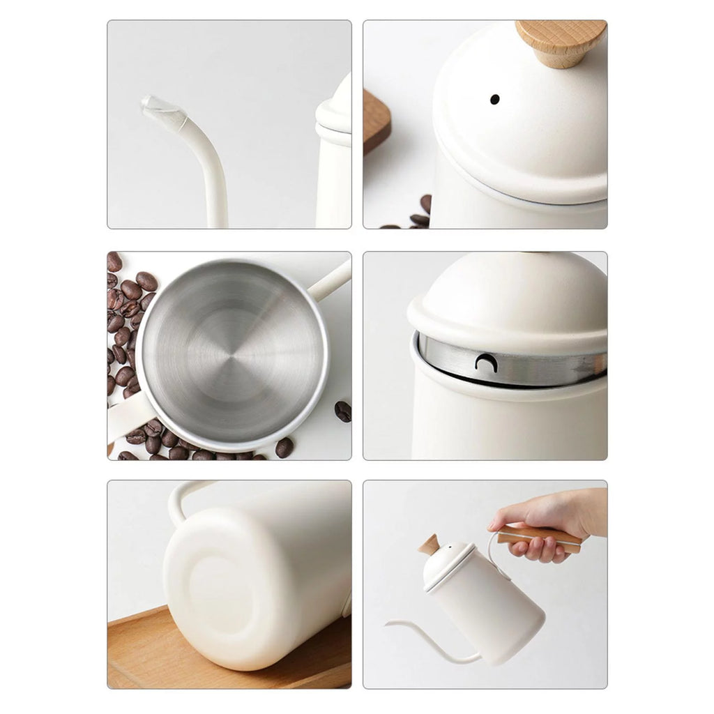 Stainless Steel Gooseneck Kettle Coffee Pot, Beige Y7155