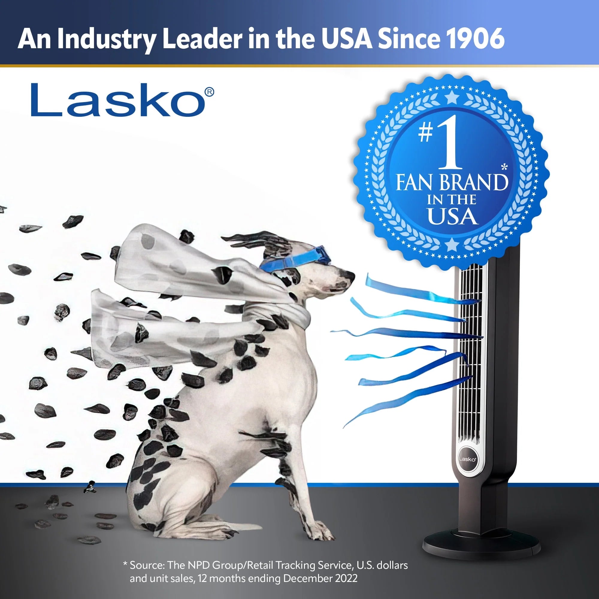 Lasko 42 Wind Curve Tower Fan with Remote, Gray/Brown U59088