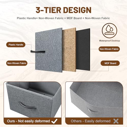 9 Drawer Dresser for Bedroom, Charcoal Black Fabric Storage Chest K84969