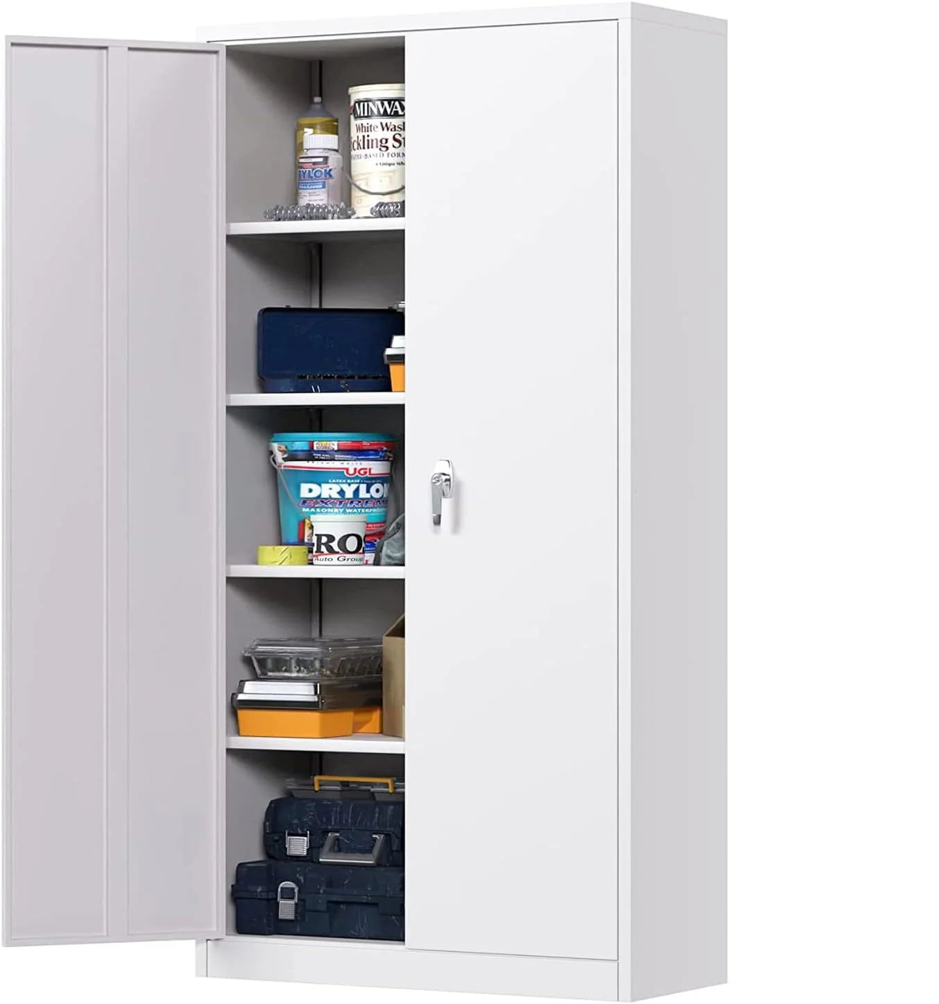 Metal Storage Cabinet with Locking Doors, 72" Tall, Black B350639