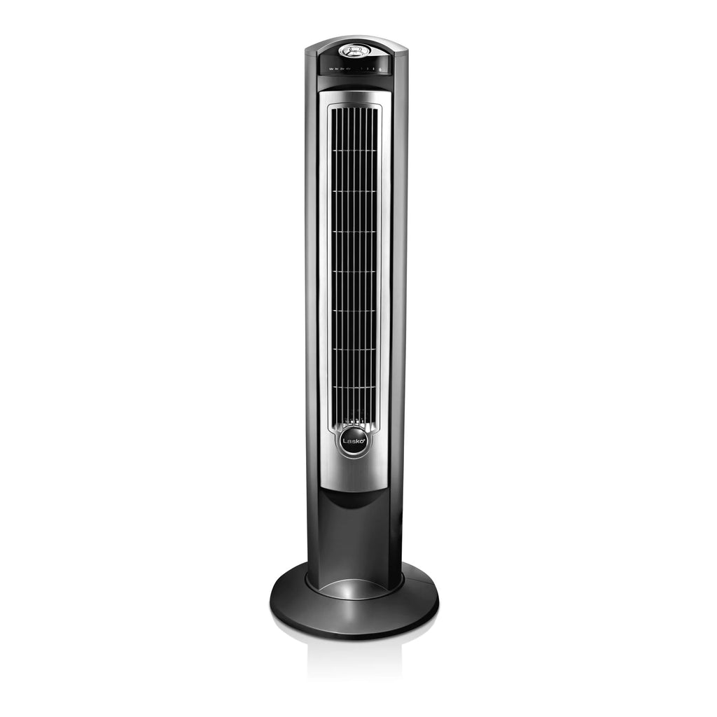 Lasko 42 Wind Curve Tower Fan with Remote, Gray/Brown U59088