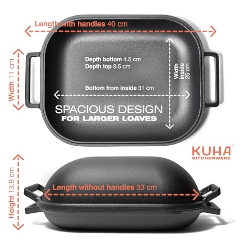 KUHA Cast Iron Bread Pan with Lid + Bread Lame, Pre-seasoned H529