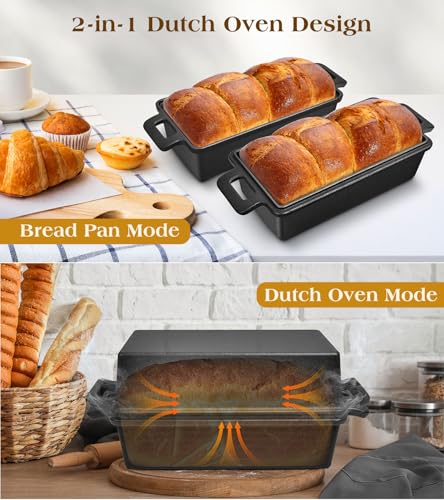 Cast Iron Loaf Pan with Lid, 9×5 in, Oven-Safe for Sourdough Bread G904458