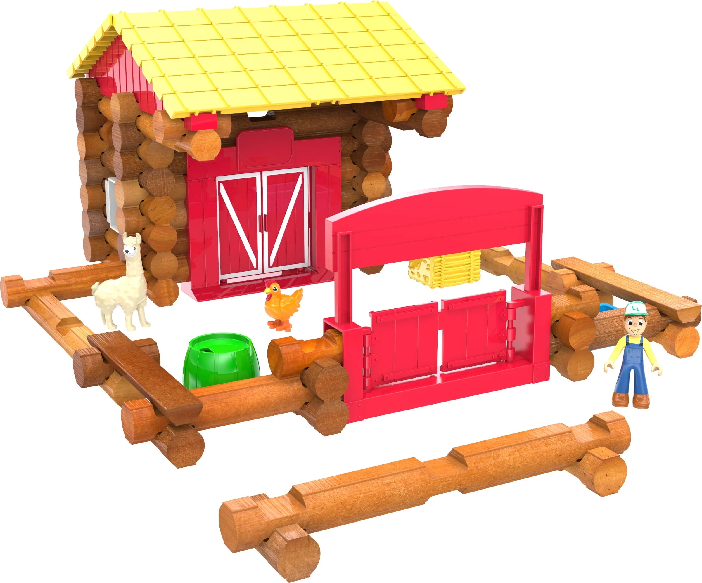 LINCOLN LOGS Fun on the Farm Real Wood Logs 102 Pieces Ages 3+ N3988