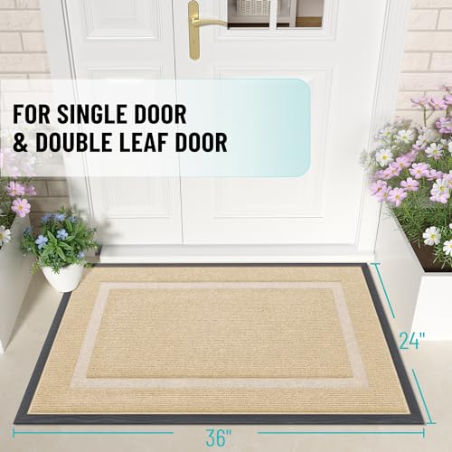OLANLY Front Door Mat Indoor Outdoor Entrance, Waterproof, 36x24, Black P2970