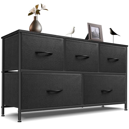 9 Drawer Dresser for Bedroom, Charcoal Black Fabric Storage Chest K84969