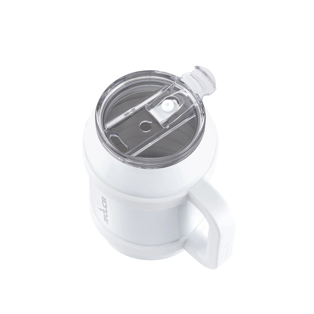 Vacuum Insulated Stainless Steel Mug with Lid and Straw, White, 50 fl oz O34409