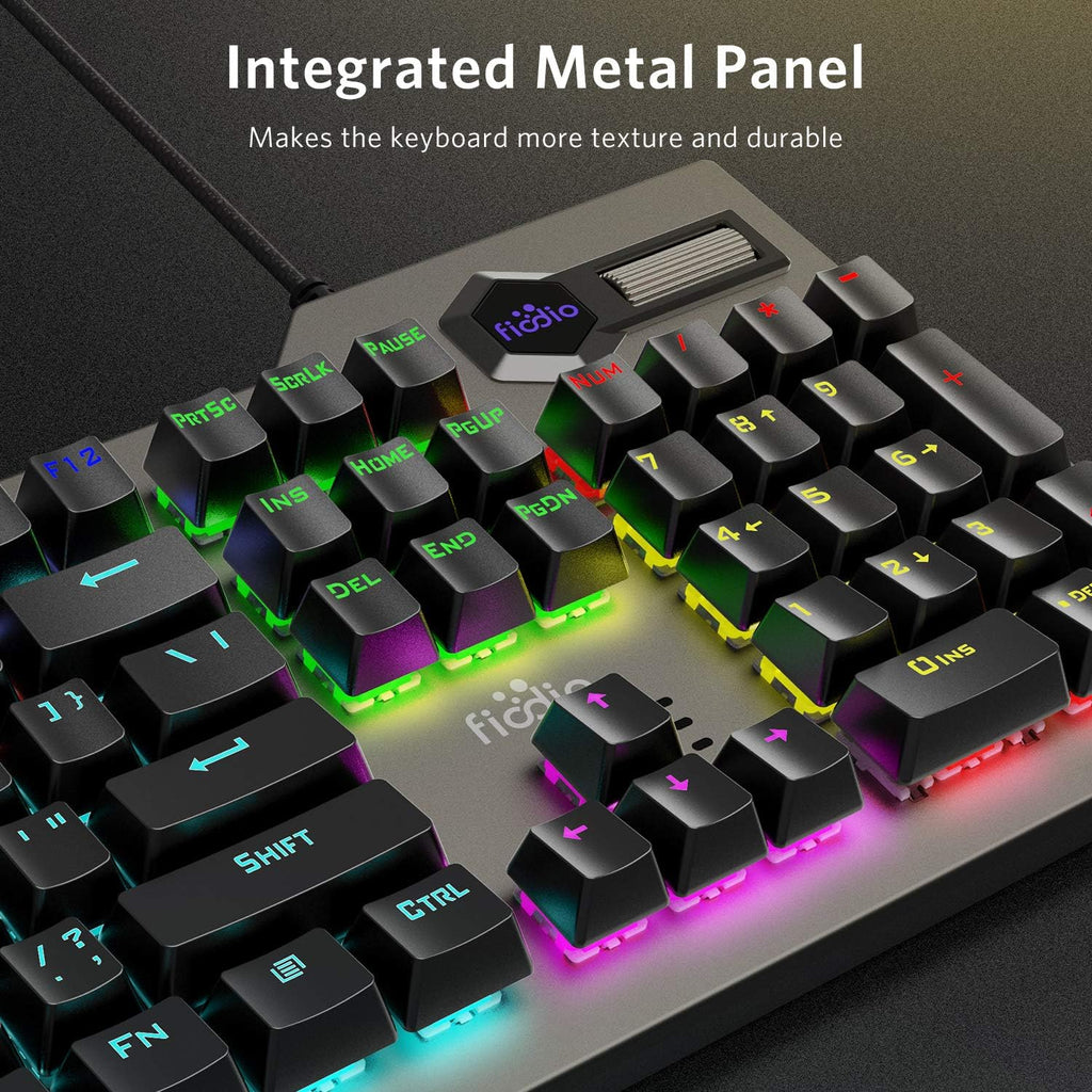 Fiodio Mechanical Gaming Keyboard Wired RGB Rainbow Backlit Blue Switches Ergonomic for Desktop PC, 2 Pack U572
