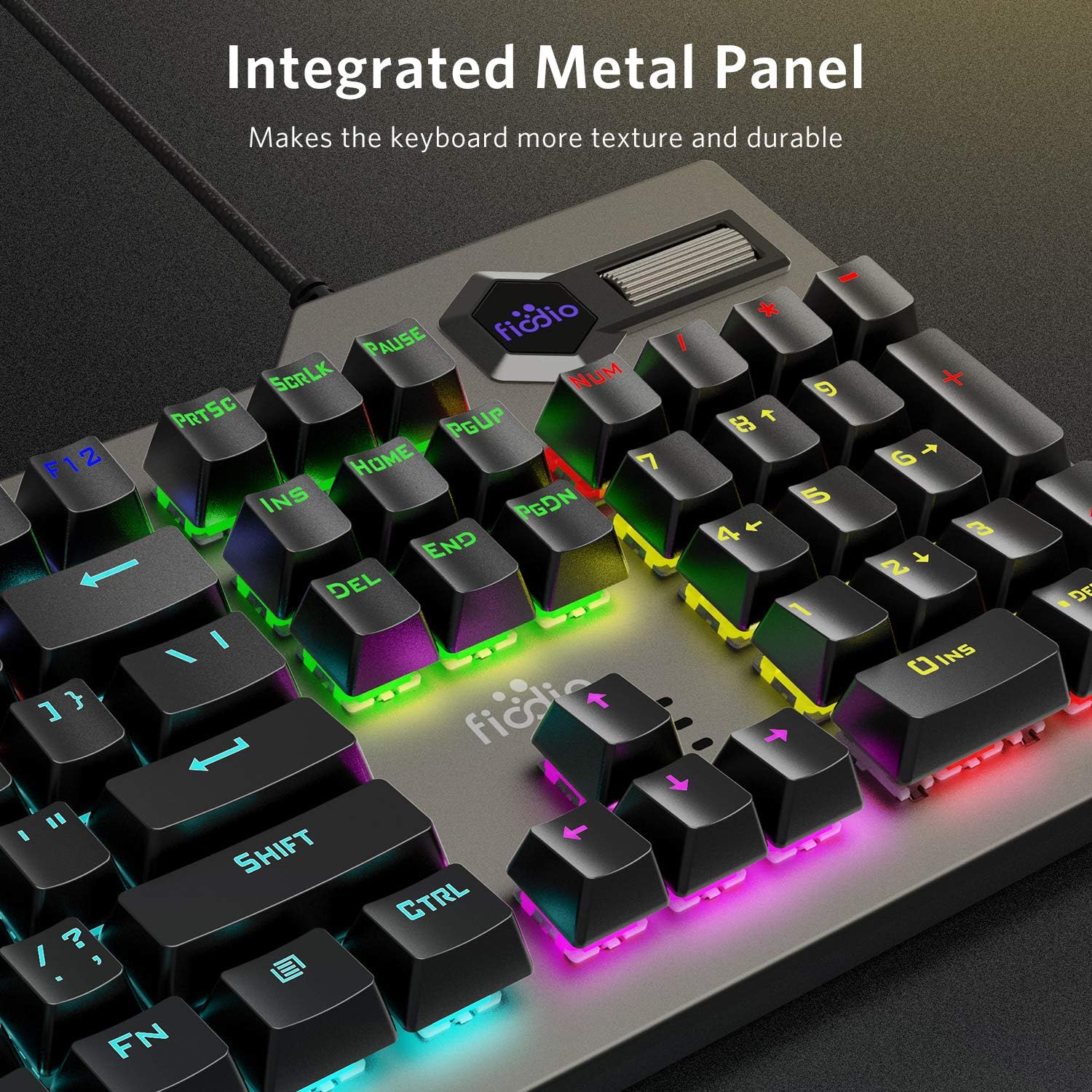 Fiodio Mechanical Gaming Keyboard Wired RGB Rainbow Backlit Blue Switches Ergonomic for Desktop PC, 2 Pack U572