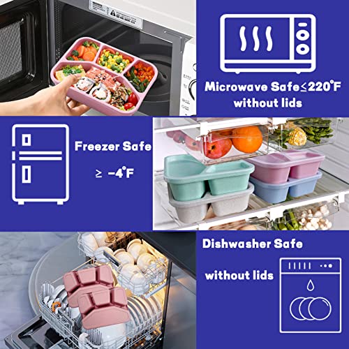 8 Pack Bento Box, Wheat Straw Lunch Containers, Microwave & Dishwasher Safe U8548