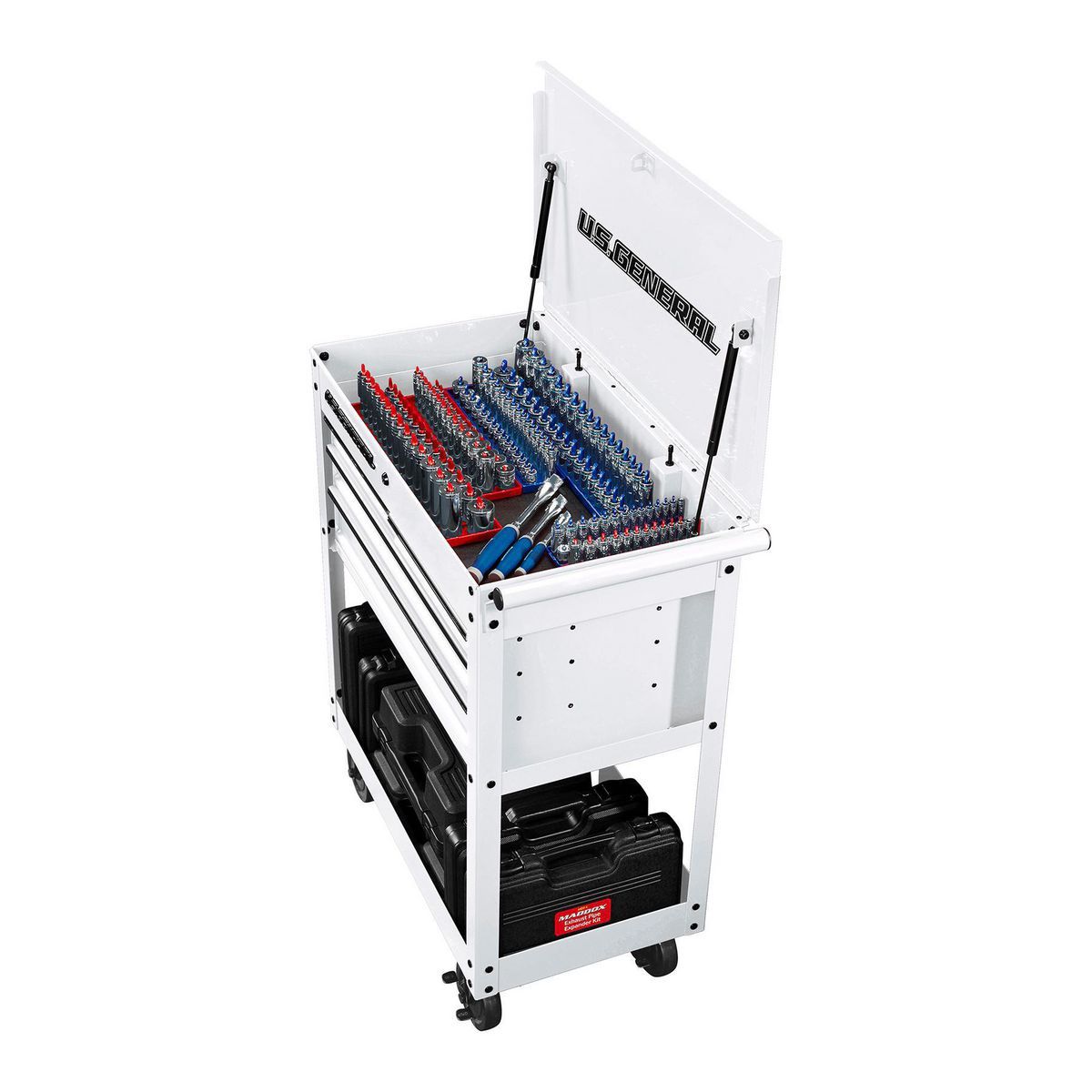 U.S. GENERAL 30 in. 4-Drawer Tech Cart, Red Y546116