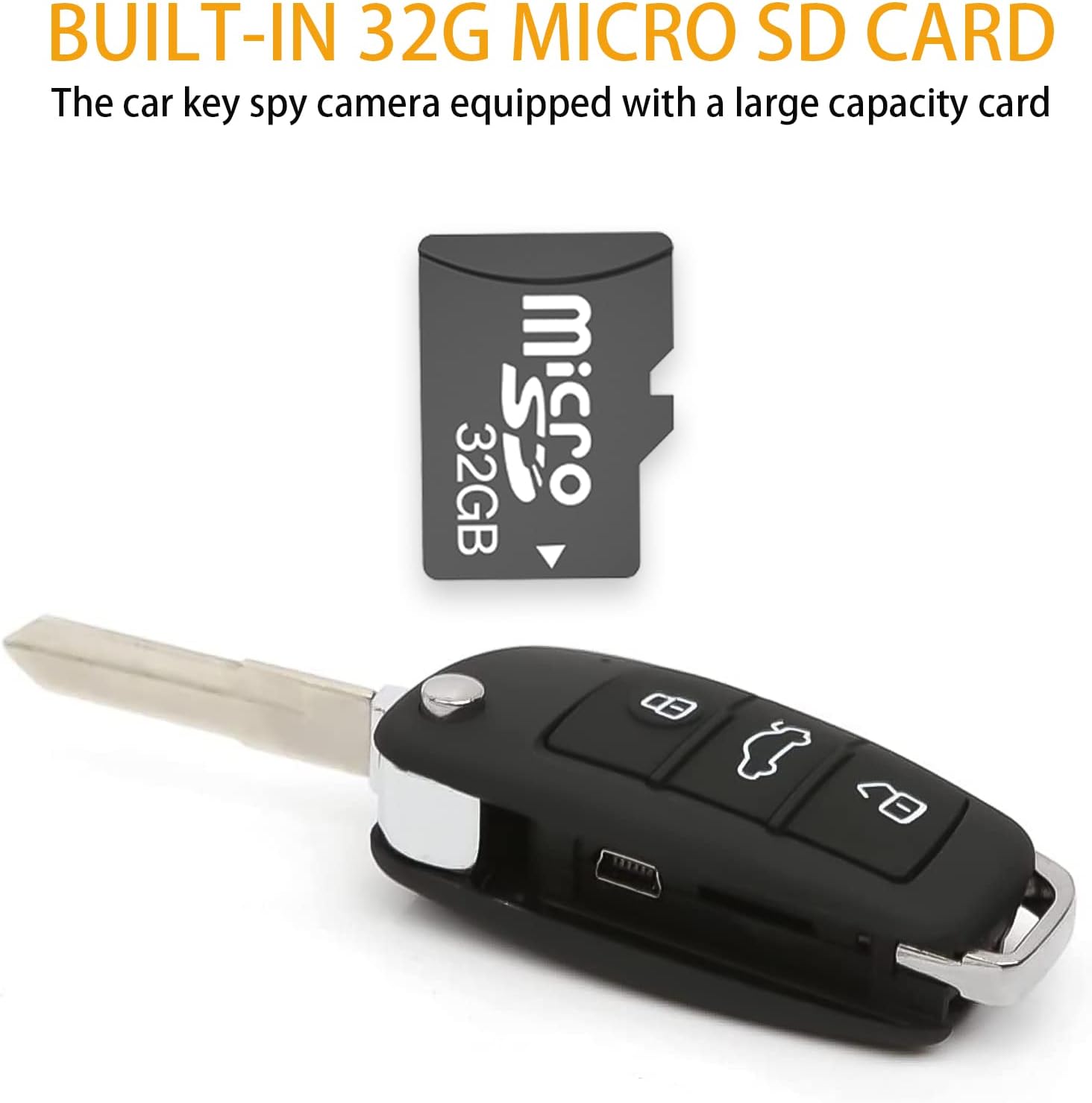 Buloge 32g Car Key Spy Camera with IR Night Vision Motion Detection, 1080P HD, Pack of 2 J448494