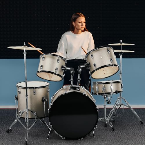 Ktaxon 22 Inch 5-Piece Adult Drum Set with Cymbals and Stool (Blue) G680