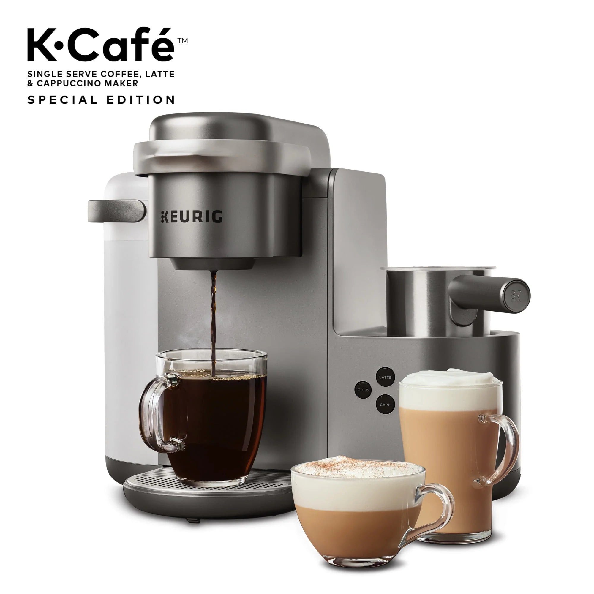 Keurig K-Cafe Special Edition Single Serve K-Cup Pod Coffee, Latte and Cappuccino Maker, Nickel N34174