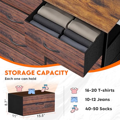 9 Drawer Dresser for Bedroom, Charcoal Black Fabric Storage Chest K84969