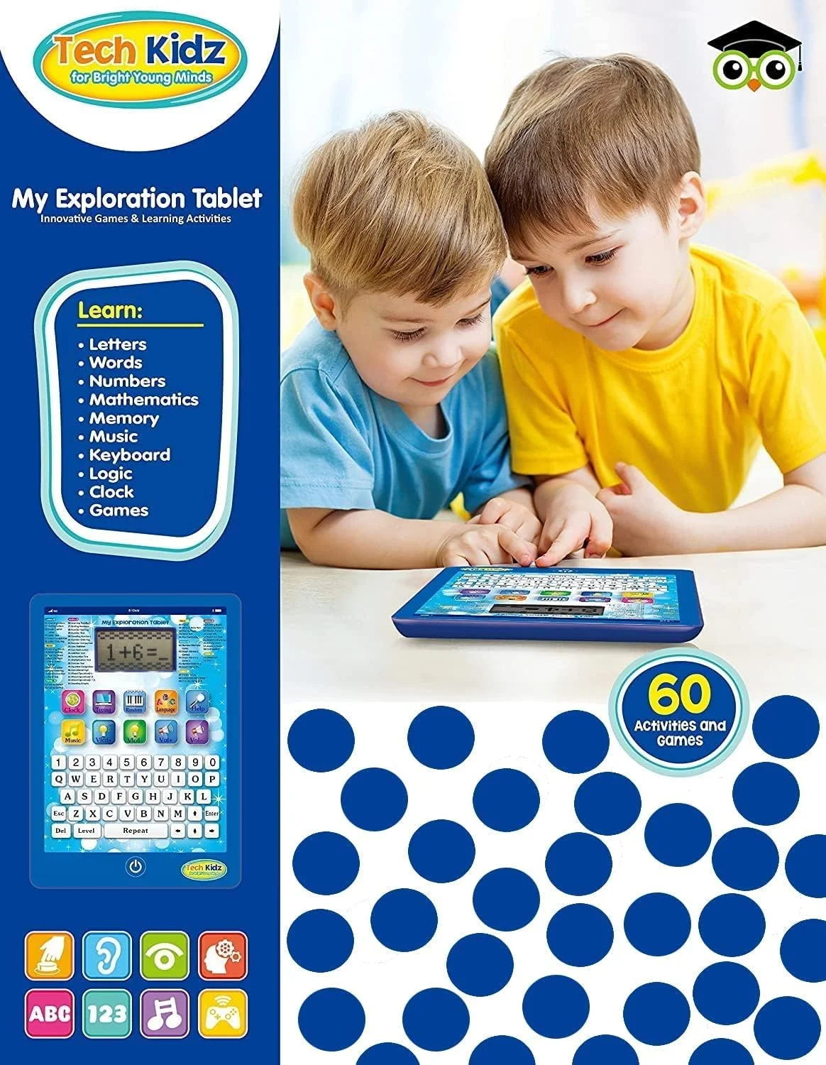Tech Kidz My Exploration Toy Tablet Educational Learning Computer, Blue, Ages 3+ C188