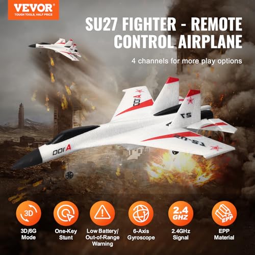 VEVOR RC Plane 2.4GHz 4 Channel T28 Trainer Aircraft with 6-Axis Gyro W54614