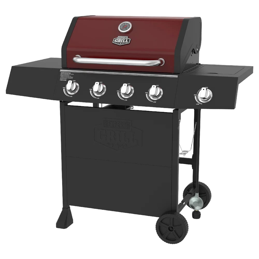 Expert Grill 4 Burner Propane Gas Grill with Side Burner, Blue L91857