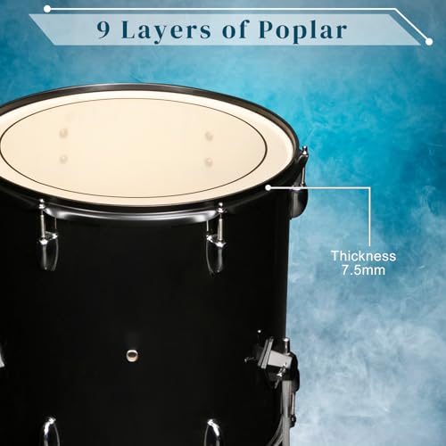 Ktaxon 22 Inch 5-Piece Adult Drum Set with Cymbals and Stool (Blue) G680