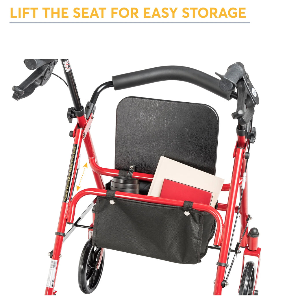 Drive Medical 10257RD-1 4-Wheel Rollator with 7.5 Casters, Red L541594