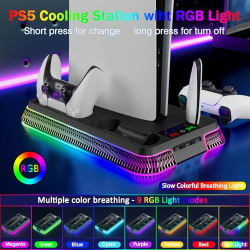 PS5 Stand and Cooling Station with LED Controller Charger for PlayStation 5 X4200