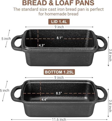 Enameled Cast Iron Bread Pan with Lid, 2 Piece Set, Lake Blue S82842