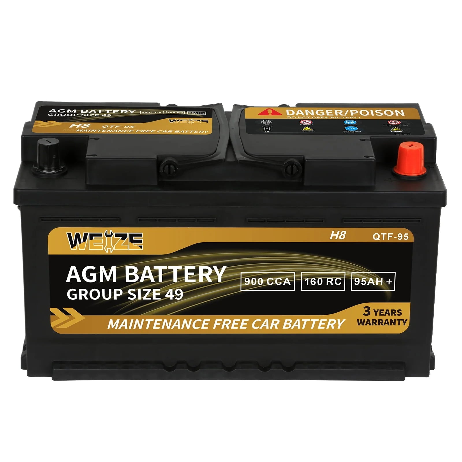 Weize Platinum AGM Automotive Battery Group 94R H7, 12V 80Ah N779