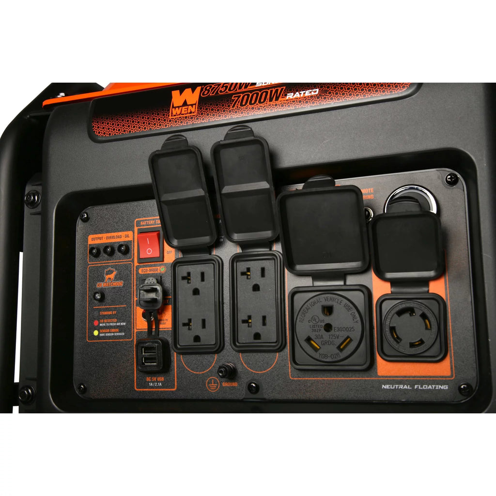 WEN 8750-Watt Dual Fuel Open Frame Inverter Generator with Remote Electric Start V629413