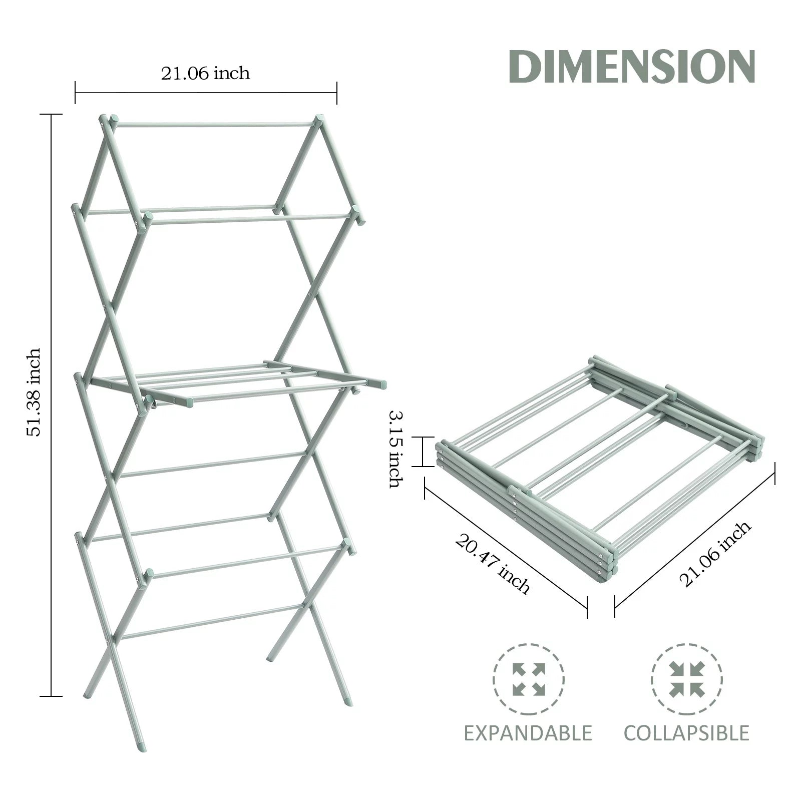 KK KINGRACK 3-Tier Collapsible Steel Clothes Drying Rack L182