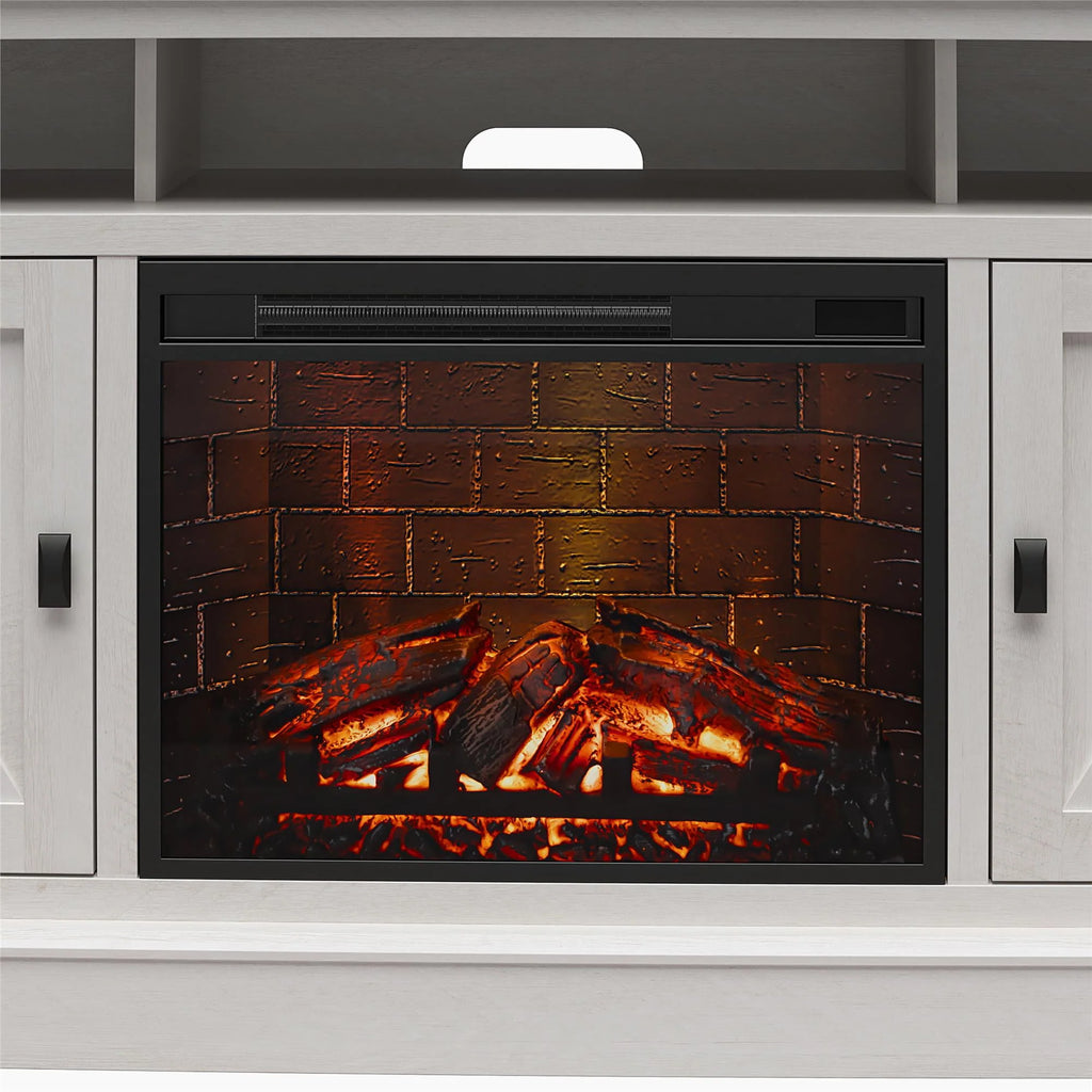 Ameriwood Home Ashton Lane Electric Fireplace TV Stand for TVs up to 65, Black Oak D206311