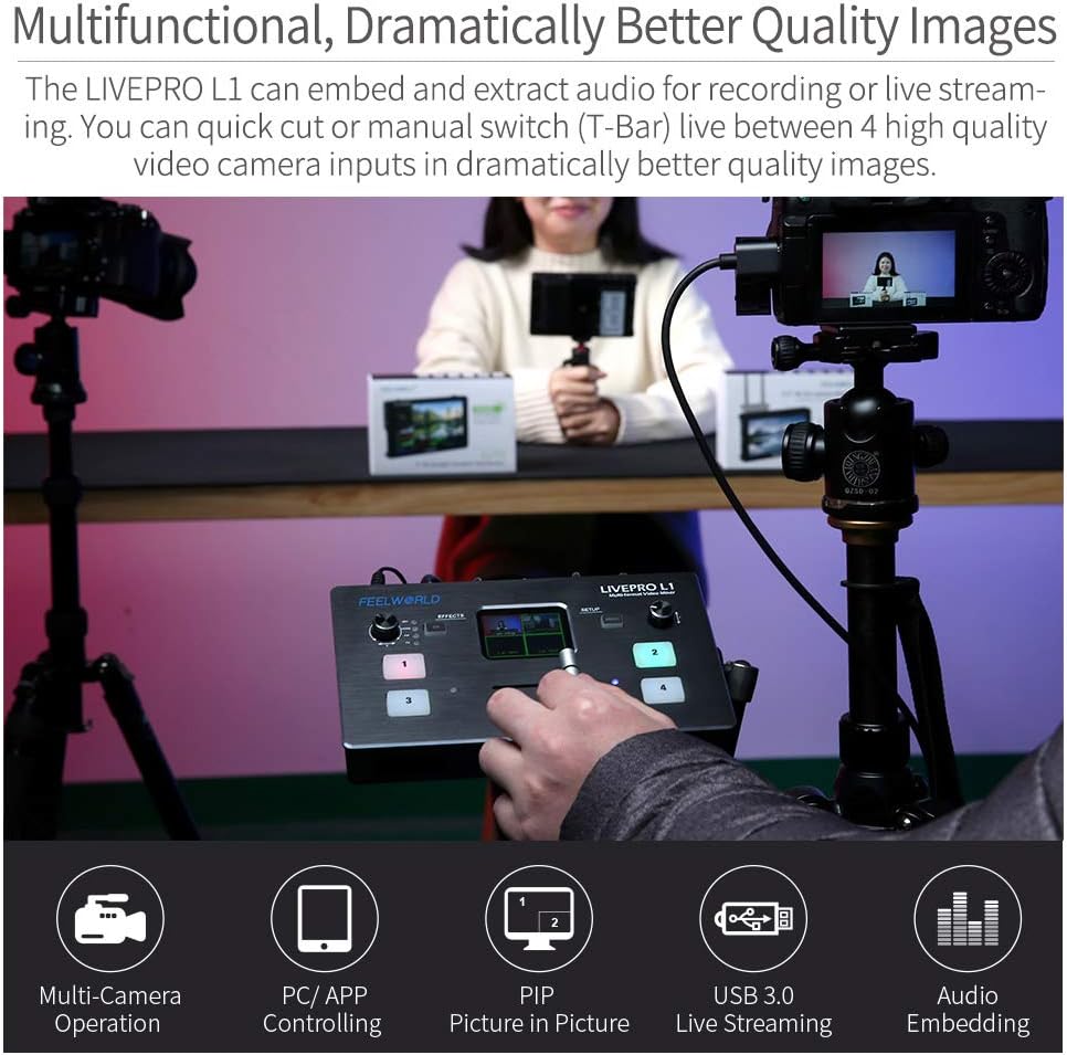 FEELWORLD LIVEPRO L1 4x HDMI Video Mixer Switcher USB 3.0 V32402