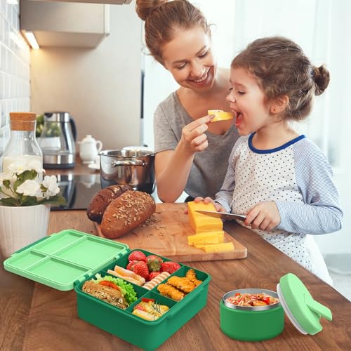 Bento Lunch Box with 8oz Soup Thermo, Kids Leakproof 4 Compartment, Pink B2720