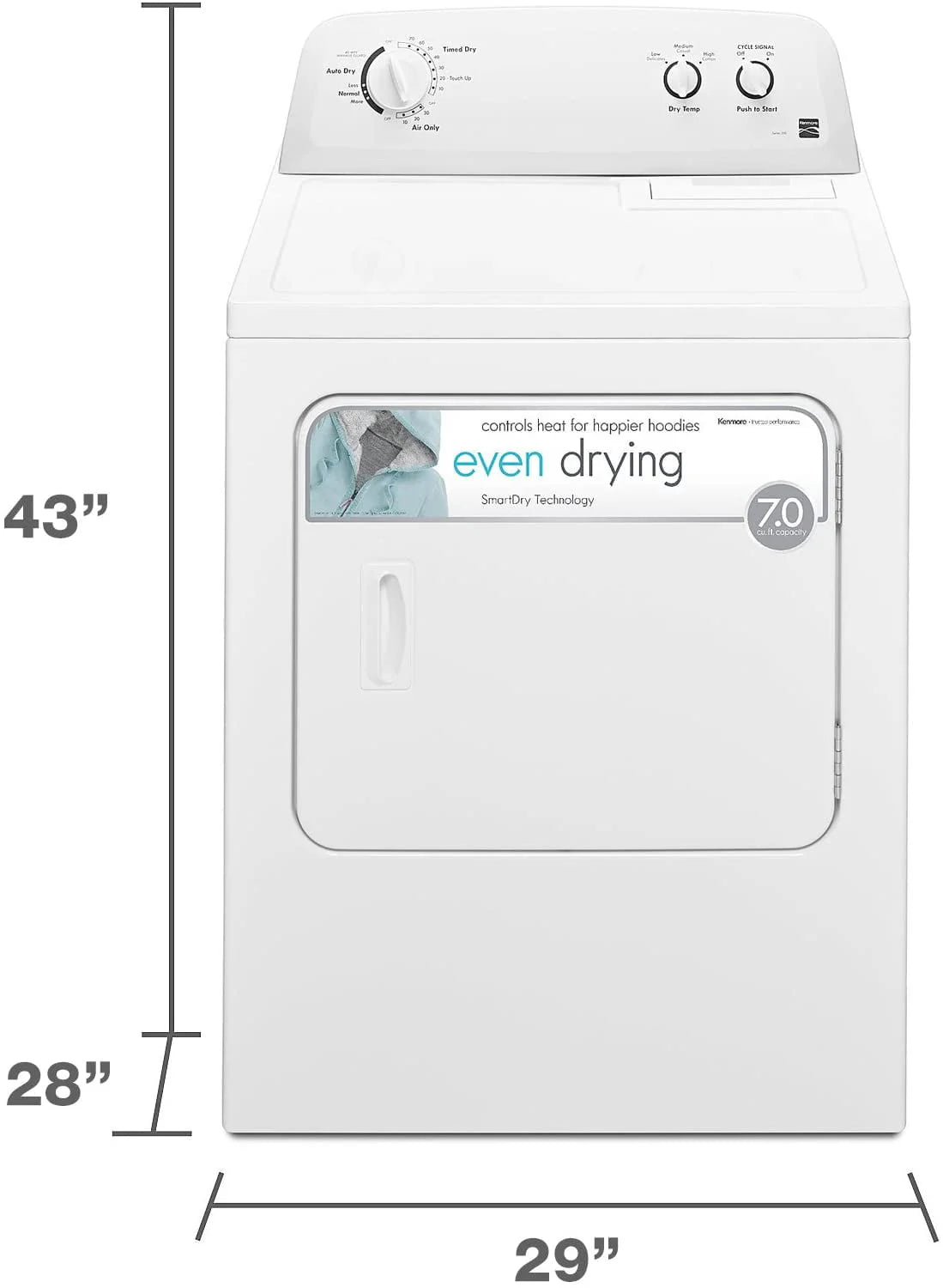 Kenmore Electric Dryer with SmartDry, 7 Cu. Ft., White O428428