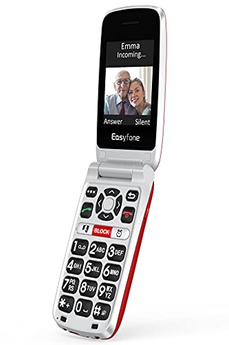 Easyfone Prime-A1 Pro 4G Flip Cell Phone for Seniors with SOS Button and Charging Dock P72360