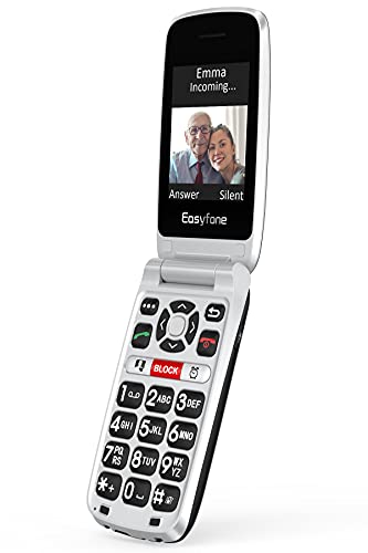 Easyfone Prime-A1 Pro 4G Flip Cell Phone for Seniors with SOS Button and Charging Dock P72360