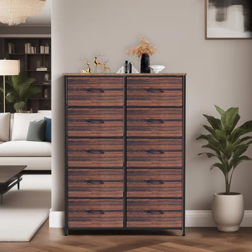 9 Drawer Dresser for Bedroom, Charcoal Black Fabric Storage Chest K84969