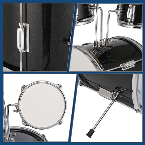 Ktaxon 5-Piece Junior Drum Set with Throne, Pedal & Drumsticks, Black Y61267