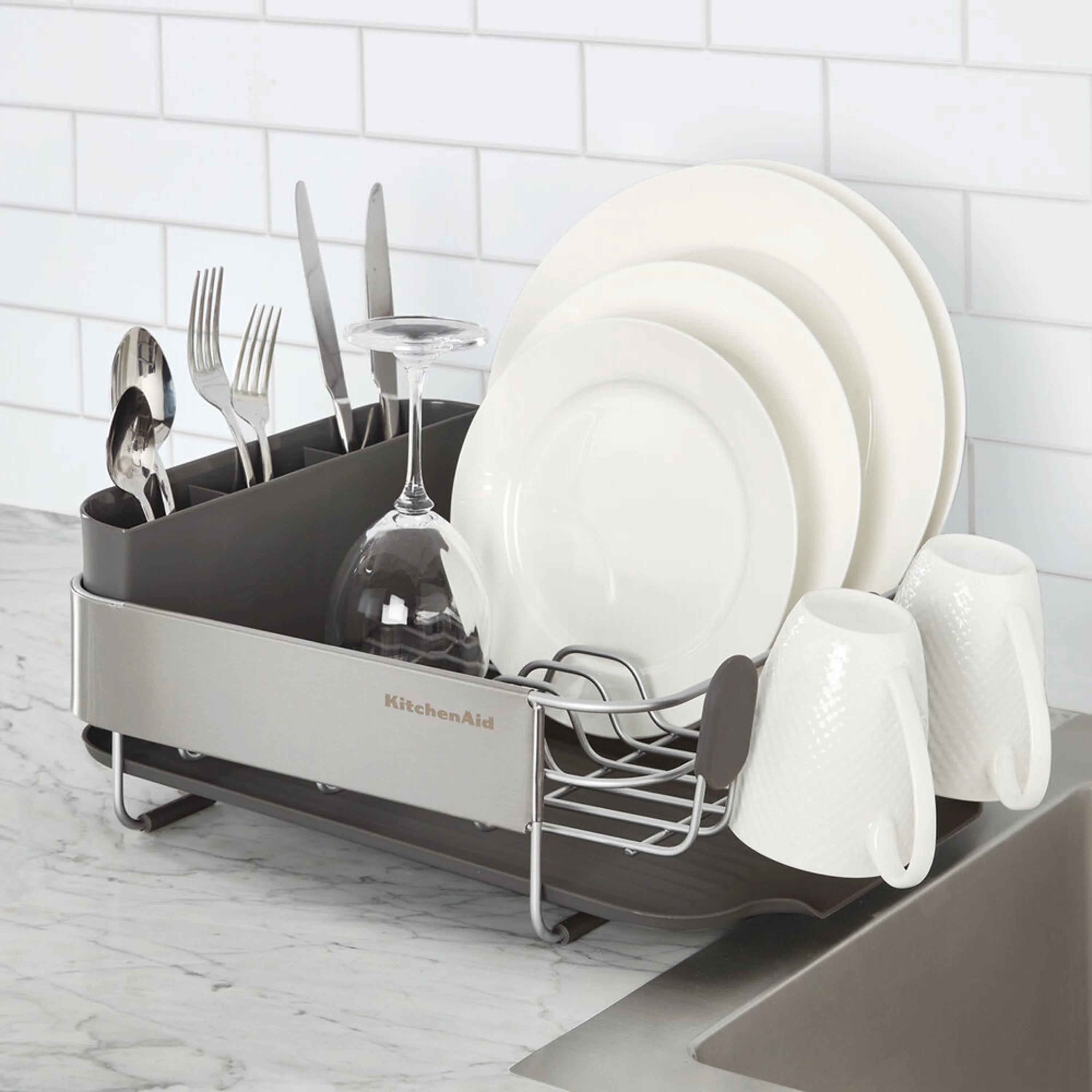 Kitchenaid Stainless Steel Compact Dish Rack, Satin Gray T892