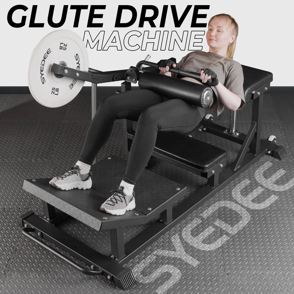 syedee Glute Bridge Machine, Heavy Duty Plate-Loaded Hip Thrust, Red J397479
