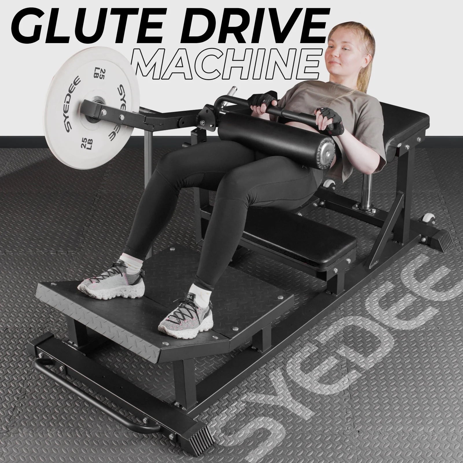 syedee Glute Bridge Machine, Heavy Duty Plate-Loaded Hip Thrust, Red J397479