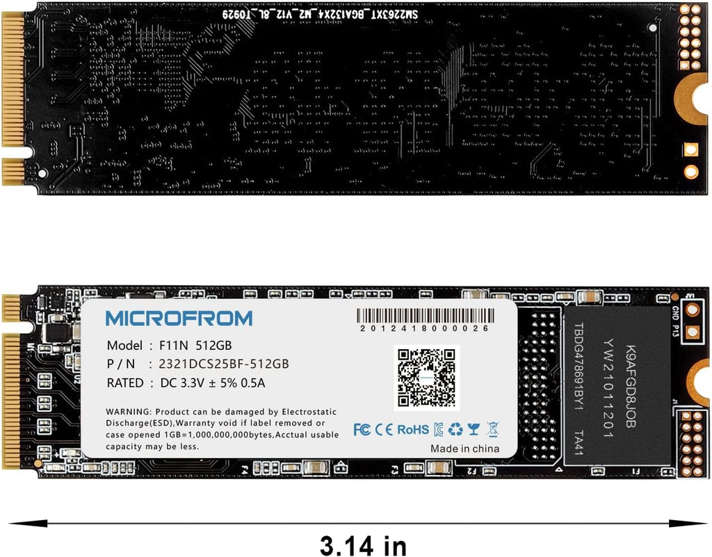 MICROFROM 512GB F11N M.2 NVMe PCIe Gen3x4 SSD Internal Solid State Drive (Pack of 2) I630