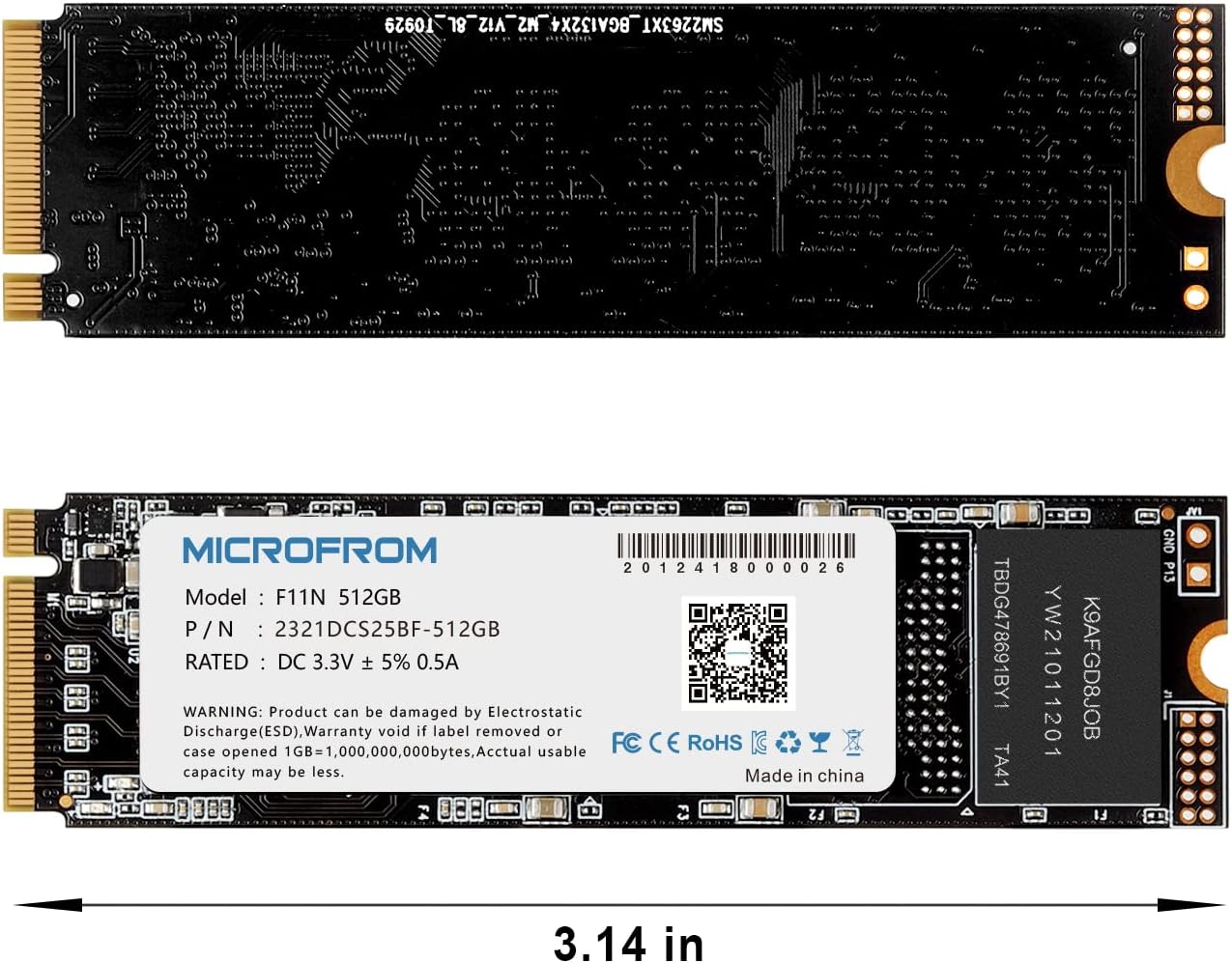MICROFROM 512GB F11N M.2 NVMe PCIe Gen3x4 SSD Internal Solid State Drive (Pack of 2) I630