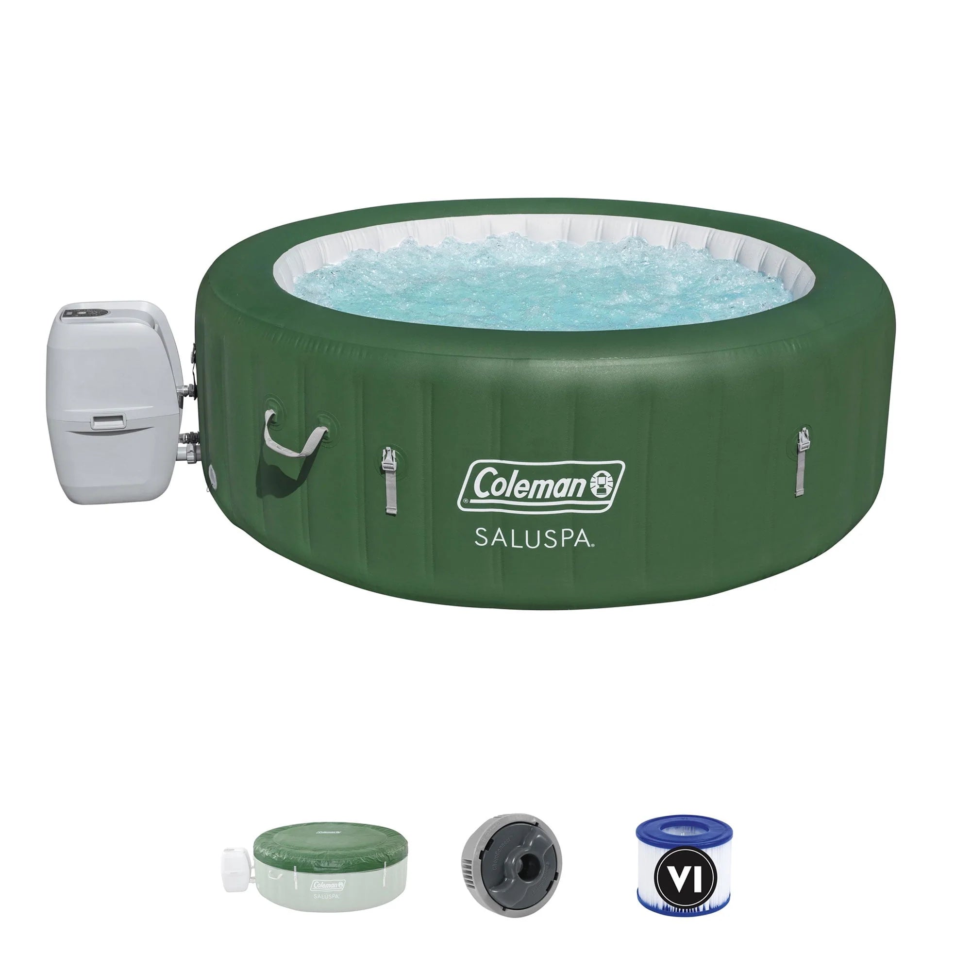 Coleman SaluSpa AirJet Inflatable Round Hot Tub, 60 Jets, Black D46266