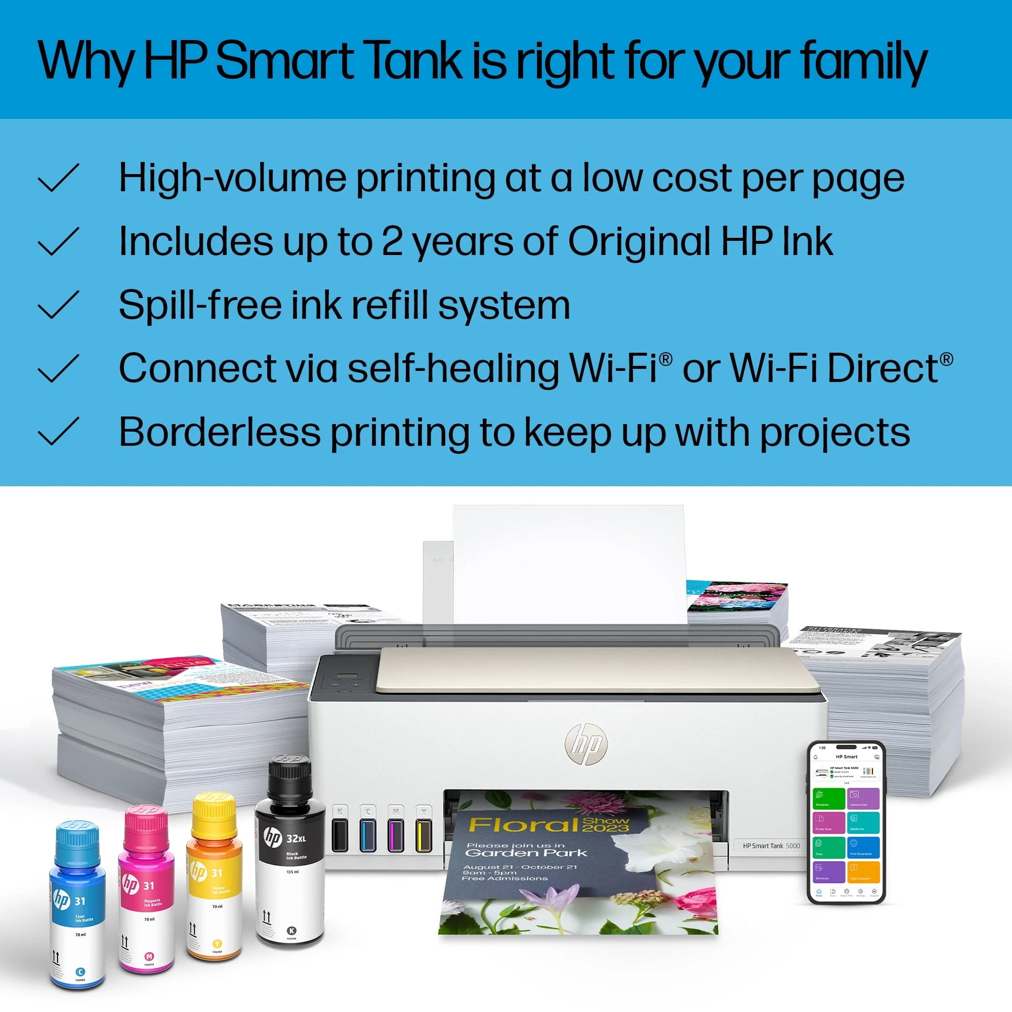 HP Smart Tank 5000 Wireless All-in-One Supertank Color Inkjet Printer N791