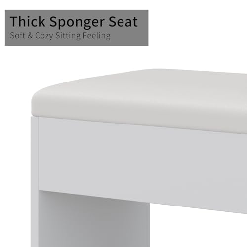 Vanity Desk with Power Outlet, LED Mirror, 11 Drawers and Chair, White H391193